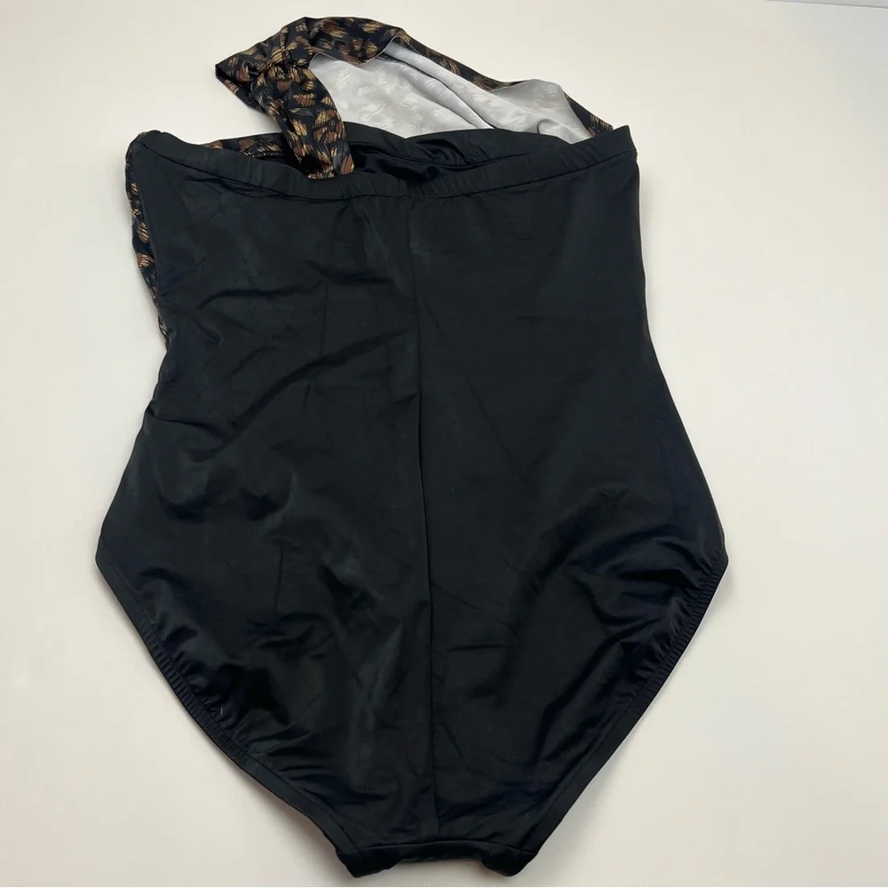 Magicsuit La Paz Goddess One Piece Swimsuit Womens Size‎ 14 Black Brown NWOT